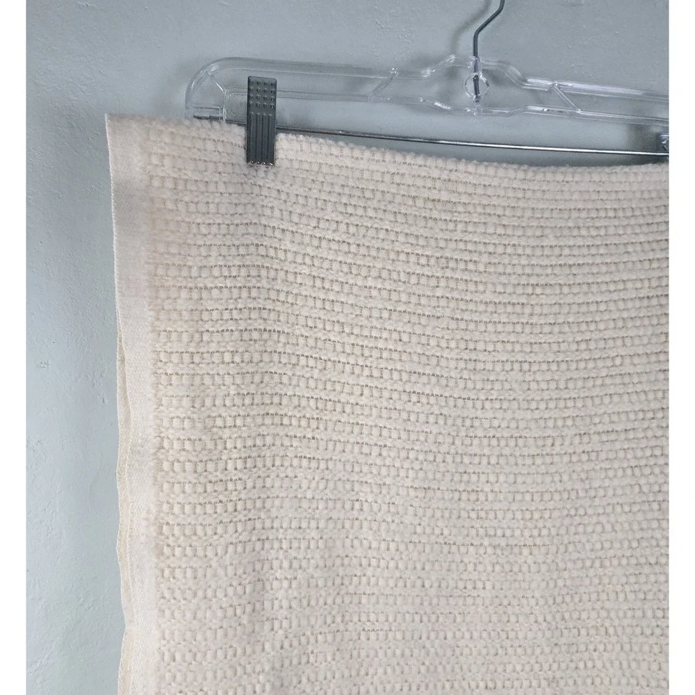 Vtg‎ Lt Yellow Cream Waffle Weave Satin Trim Blanket Approx 72